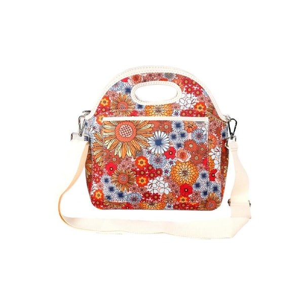 Good Vibes Durable Neoprene Portable Lunch Bag 30x30x15cm Retro Summer Print