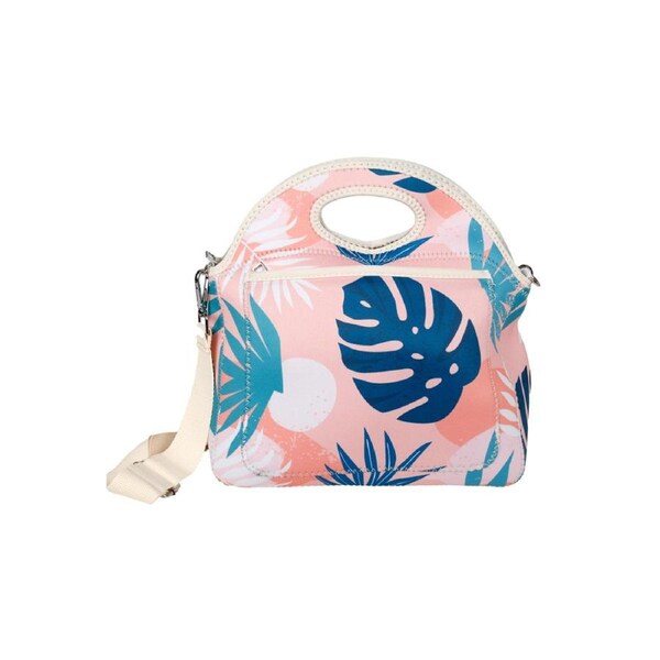 Good Vibes Durable Neoprene Portable Lunch Bag 30x30x15cm Blush Palm Print