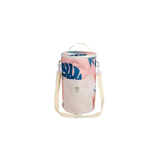 Good Vibes Barrel Outdoor Cooler Bag Blush Palm Print Camping Outdoors 34x20cm