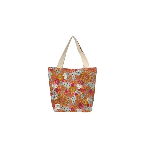 Good Vibes Beach Bag w/Inner Pocket Zip Clsure Retro Summer Print 50x42x15cm