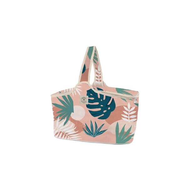 Good Vibes Outdoor Camping Daytrip Cooler Bag Blush Palm Print 25x48x27cm