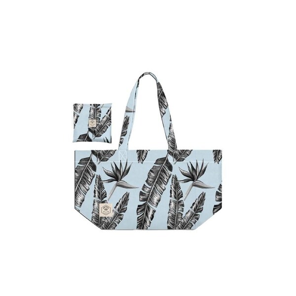 Good Vibes Everyday Durable Eco Folding Tote Bag Sorrento Palm Print 34x38x20cm