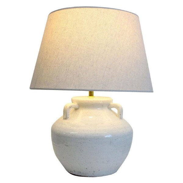 LVD Giana Lamp E27 Bulb w/ Linen Shade Bedside Night Light Decor 46.5cm White