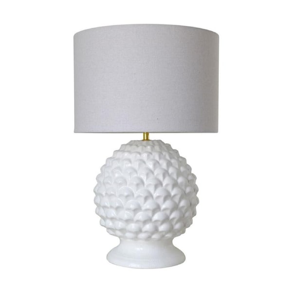 LVD Artichoke Lamp Night Light Ceramic Base w/ Linen Shade 38x58.5cm White