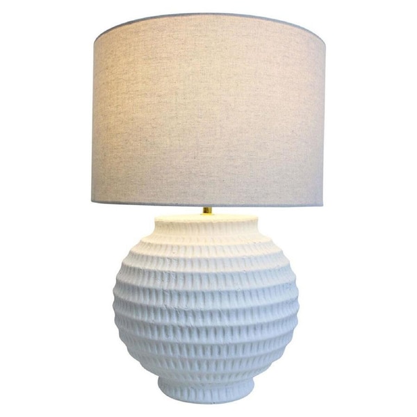 LVD Pompei Lamp E27 Bulb w/ Linen Shade Bedside Night Light Decor 56.5cm White