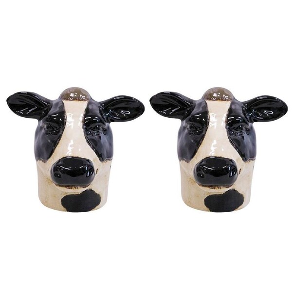 2PK LVD Clarabelle Ceramic Cow Flower Vase Plant Holder Home Desk Decor 18x13cm