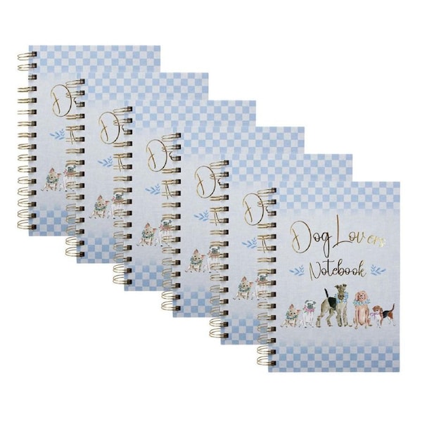 6PK LVD Dog Lovers A5 Notebook Spiral-Bound Office/School Writing Stationery