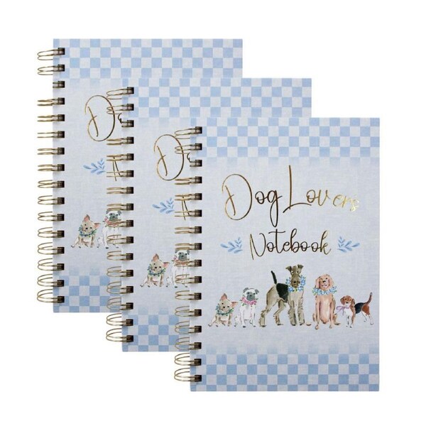 3PK LVD Dog Lovers A5 Notebook Spiral-Bound Office/School Writing Stationery