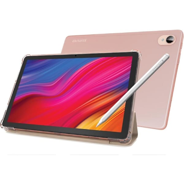 AIWA 10.1" Pro Wifi Tablet with Stylus Pen and Foldable Case - Peach