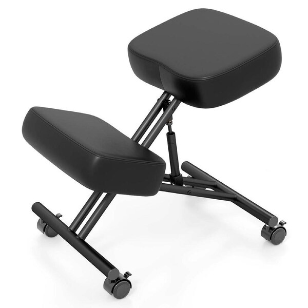 Costway Adjustable Kneeling Chair Posture Correction Seat Stool w/Cushion & Knee Support Mobile Desk Chair