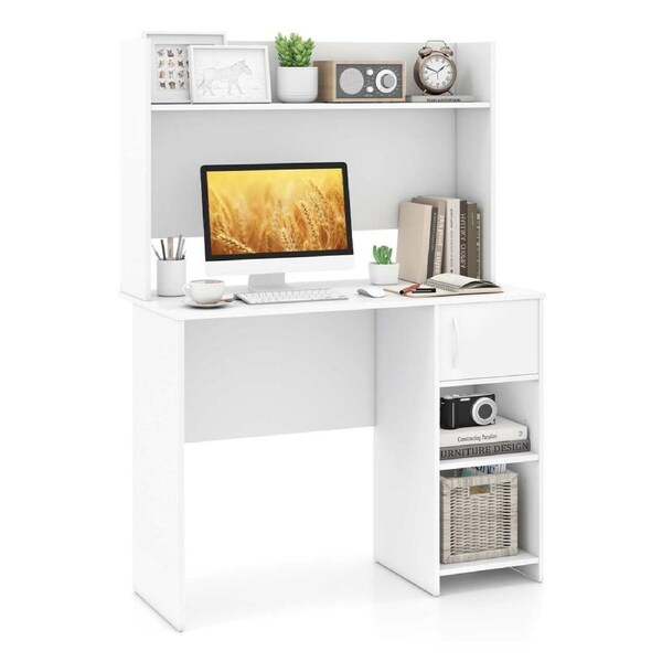 Costway Computer Desk w/Storage Shelf & Cabinet Home Office Laptop Table for Study