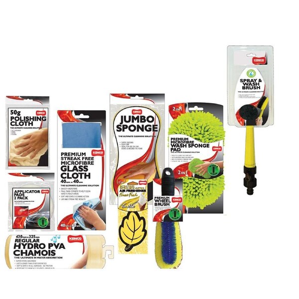 KENCO 9PC Ultimate Car Wash Car Cleaning Tool Kit Vehicle Care Tool Set Bundle