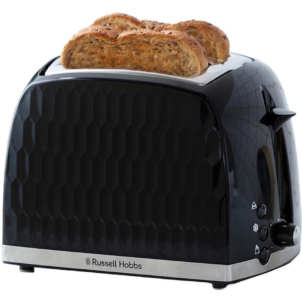 Russell Hobbs Honeycomb 2 Slice Toaster, Black - RHT702BLK