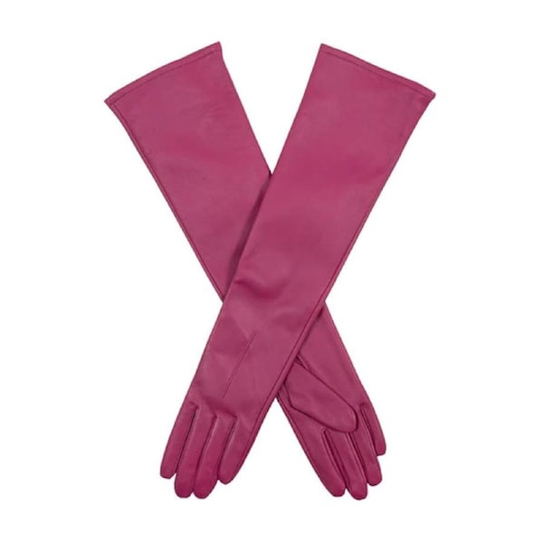 Dents Mia Womens Single Point Long Leather Gloves - Hot Pink Small