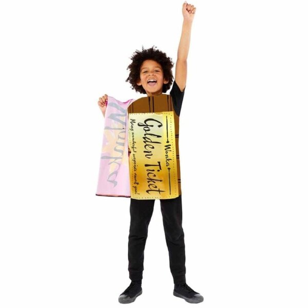 Golden Ticket Wonka Bar Kids Kids Costume Size M/L