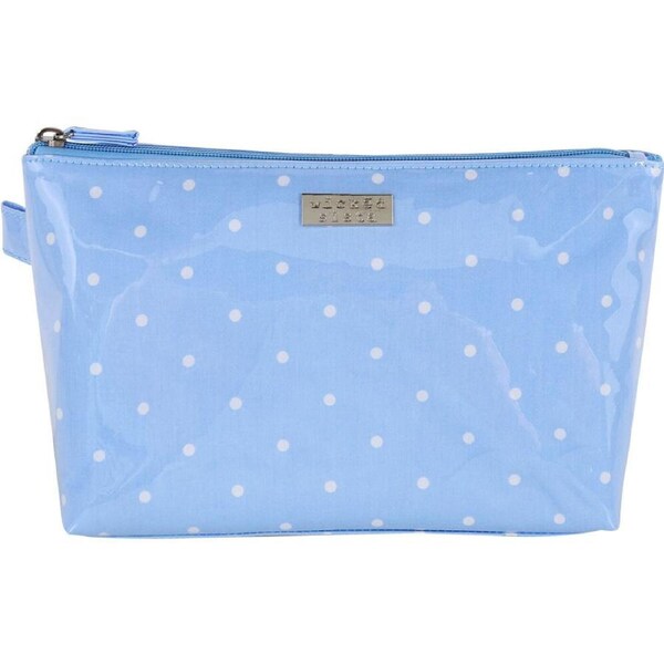 Wicked Sista Polka Large Luxe Cosmetic Bag Womens Purse 30x17cm Pale Blue