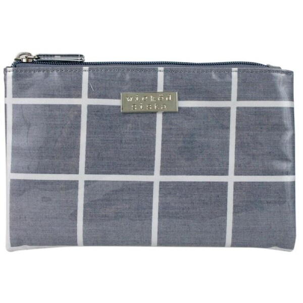 Wicked Sista A Perfect Grid Large Flat Purse Wallet Womens Bag 21x14cm Grey