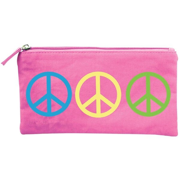 Wicked Sista Embroidered Cotton Coin Purse Small Wallet Peace 20x10cm Pink