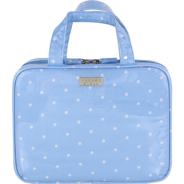 Wicked Sista Polka Large Hold All Cosmetic Bag Womens Pouch 29x22cm Pale Blue