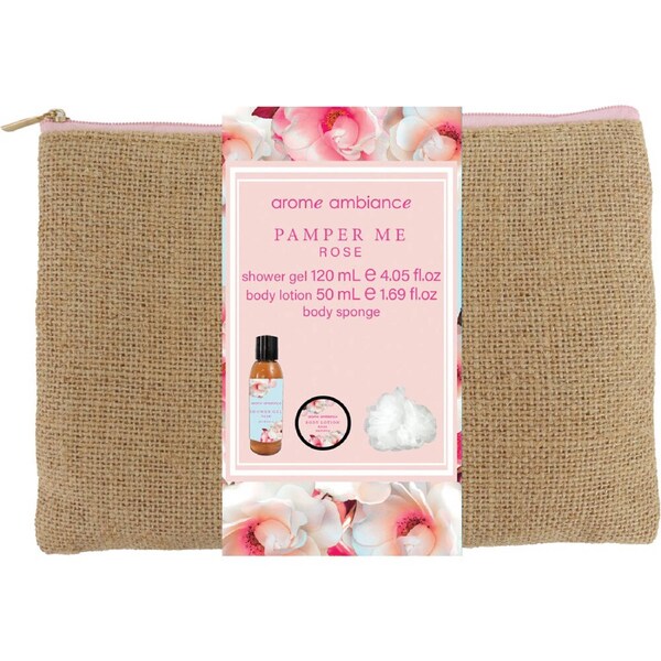 3pc Arome Ambiance Nature Pamper Me Kit Bath/Shower Relax Steamers Rose