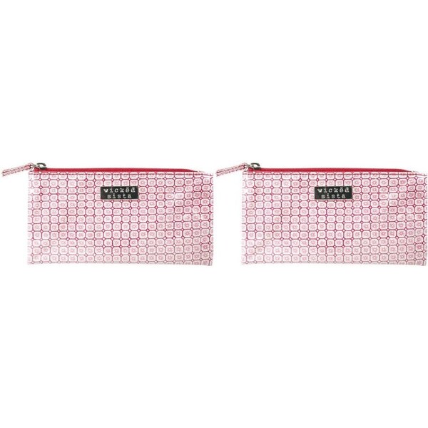 2PK Wicked Sista Ella Star Small Flat Purse Red Accessory Storage 20x10cm Pink