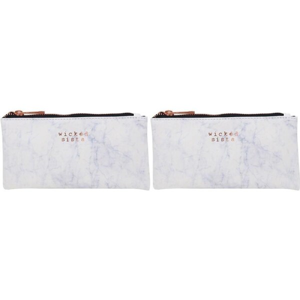2PK Wicked Sista Marble Moderna Small Flat Womens Purse Cash/Card Wallet 20x10cm