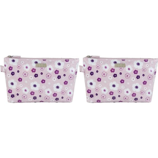 2PK Wicked Sista Seasons Floral Large Luxe Womens Cosmetic Hand Bag 30x17cm Pink