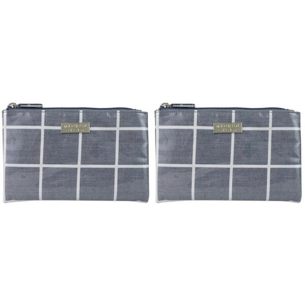 2PK Wicked Sista A Perfect Grid Large Flat Purse Wallet Womens Bag 21x14cm Grey