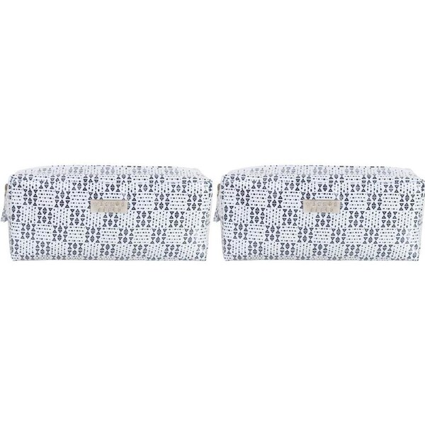 2PK Wicked Sista Geo Rectangular Womens Cosmetic Bag 20x9.5cm Black/White