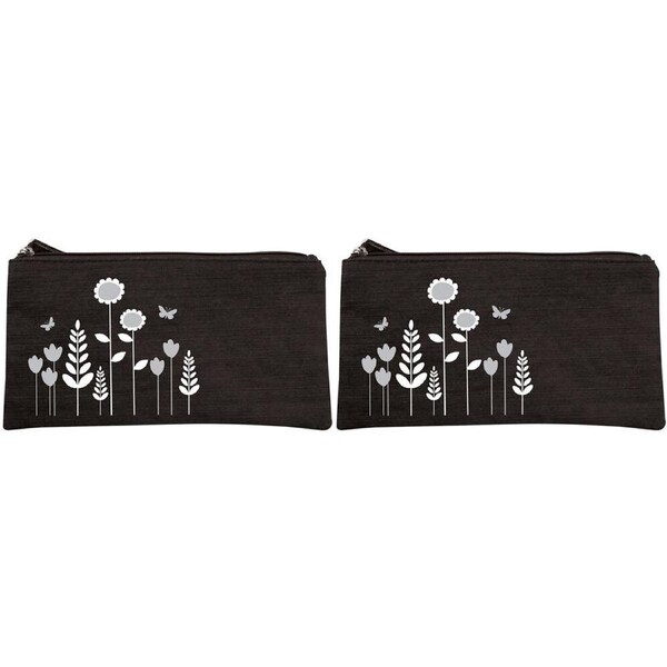 2PK Wicked Sista Embroidered Cotton Coin Purse/Wallet Tall Poppy 20x10cm Black