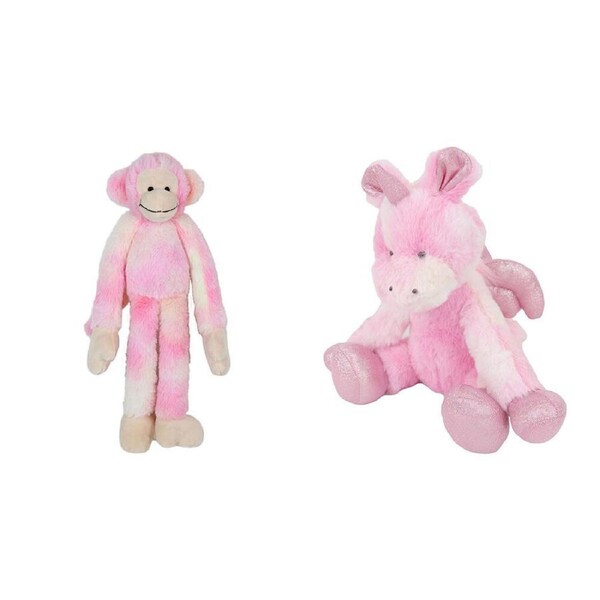 2pc Ollie & Paige Maisie The Monkey & Sprinkles The Unicorn Stuffed Toy 3y+