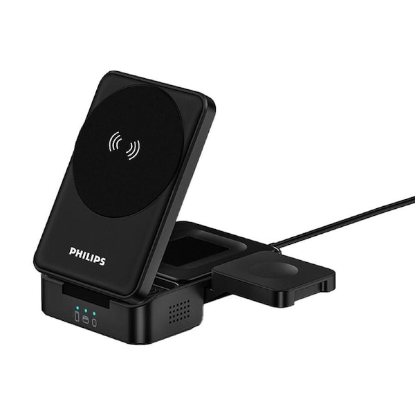 PHILIPS 3 in 1 Wireless Charging Station with Magsafe Qi Qi2- iPhone - iWatch - Airpods DLK3547QB