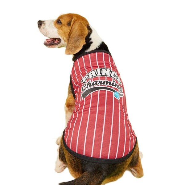 Nevenka Dog Striped T-Shirts Breathable Basic Vest-Red L