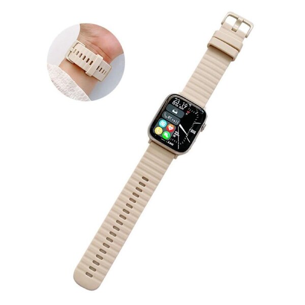 Nevenka Silicone Wave Pattern Watch Band Compatible with Apple Watch- Beige 42/44/45/49mm