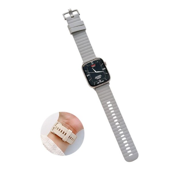 Nevenka Silicone Wave Pattern Watch Band Compatible with Apple Watch- LightGray 42/44/45/49mm
