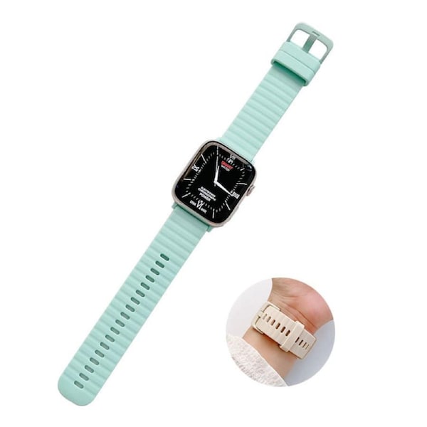 Nevenka Silicone Wave Pattern Watch Band Compatible with Apple Watch- MintGreen 38/40/41mm