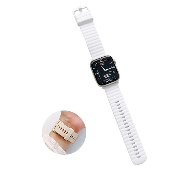 Nevenka Silicone Wave Pattern Watch Band Compatible with Apple Watch- White 42/44/45/49mm