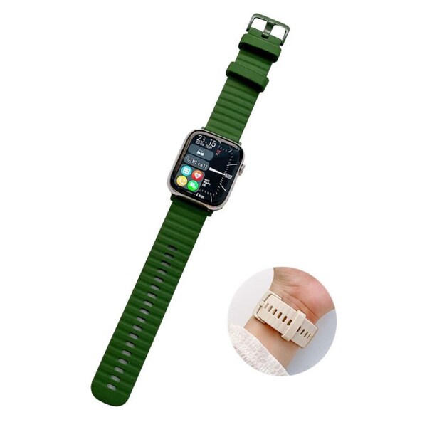 Nevenka Silicone Wave Pattern Watch Band Compatible with Apple Watch- DarkGreen 38/40/41mm