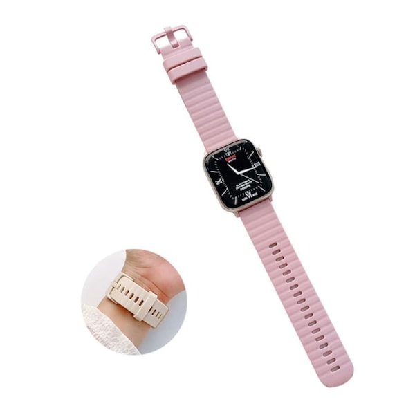 Nevenka Silicone Wave Pattern Watch Band Compatible with Apple Watch- LightPink 42/44/45/49mm