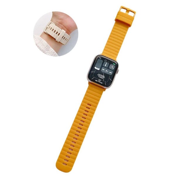 Nevenka Silicone Wave Pattern Watch Band Compatible with Apple Watch- Yellow 38/40/41mm