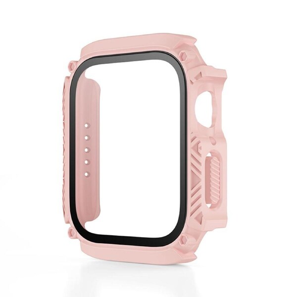 Nevenka Waterproof iWatch Case PC Screen Protector for Apple Watch Series 7/8-Pink 44mm