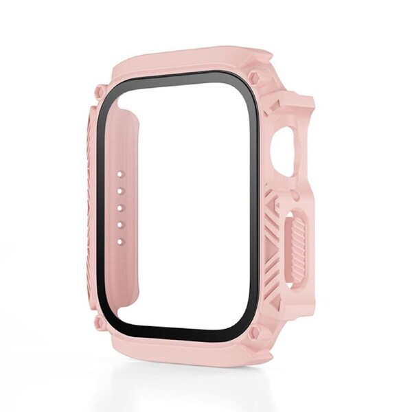 Nevenka Waterproof iWatch Case PC Screen Protector for Apple Watch Series 7/8-Pink 45mm