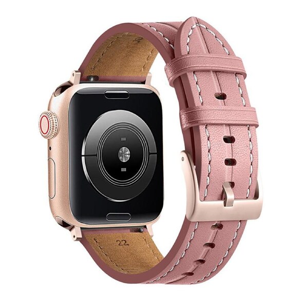 Nevenka Apple Watch Strap Leather Groove for iWatch Ultra Series 8 SE 7 6 5 4 3 2 1-DarkPink 38/40/41mm