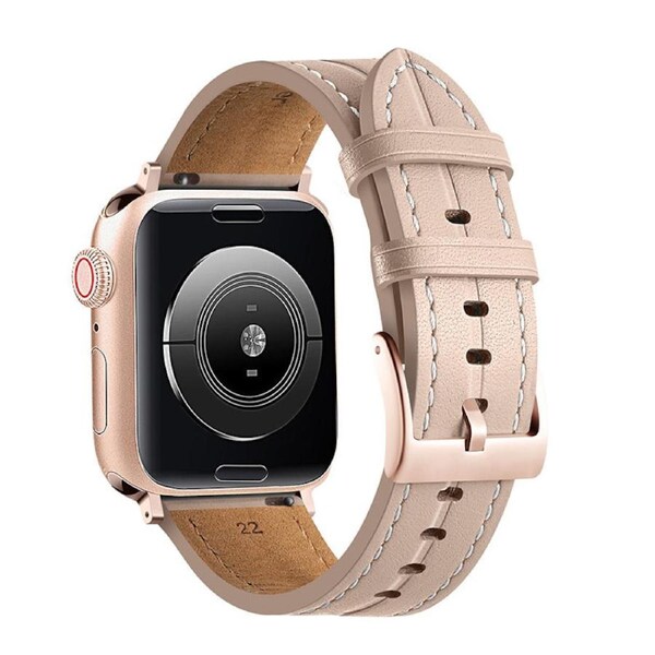 Nevenka Apple Watch Strap Leather Groove for iWatch Ultra Series 8 SE 7 6 5 4 3 2 1-LightPink 38/40/41mm