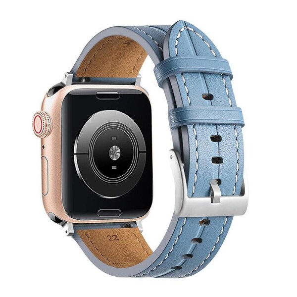 Nevenka Apple Watch Strap Leather Groove for iWatch Ultra Series 8 SE 7 6 5 4 3 2 1-PremiumBlue 38/40/41mm