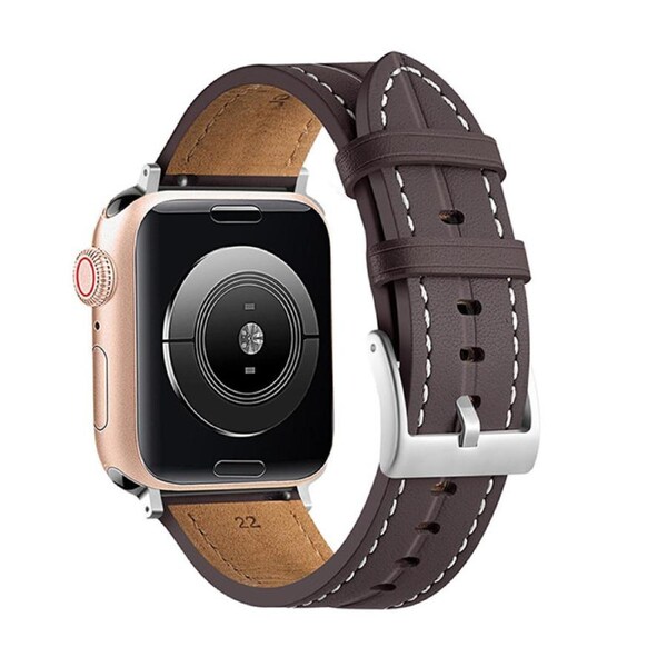 Nevenka Apple Watch Strap Leather Groove for iWatch Ultra Series 8 SE 7 6 5 4 3 2 1-Coffee 42/44/45/49mm