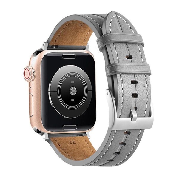 Nevenka Apple Watch Strap Leather Groove for iWatch Ultra Series 8 SE 7 6 5 4 3 2 1-NebulaAsh 42/44/45/49mm