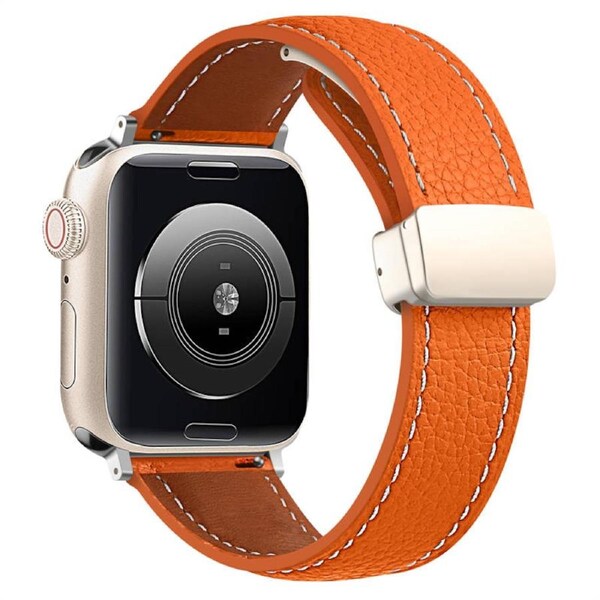 Nevenka Magnetic Apple Watch Band Fold Buckle for iWatch Ultra Series 8 SE 7 6 5 4 3 2 1-Orange 42/44/45/49mm