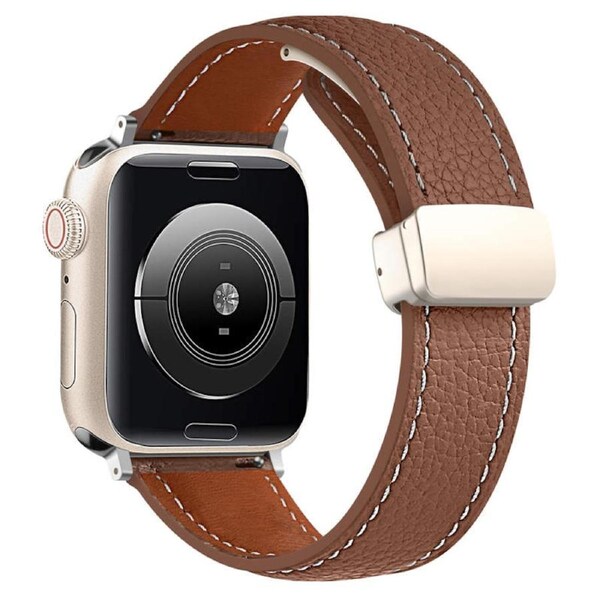 Nevenka Magnetic Apple Watch Band Fold Buckle for iWatch Ultra Series 8 SE 7 6 5 4 3 2 1-Brown 42/44/45/49mm