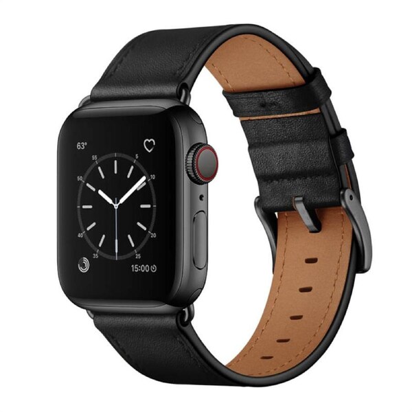 Nevenka Classic Watchband Cowhide Suitable for iWatch Ultra Series 8 SE 7 6 5 4 3 2 1-Black 38/40/41mm